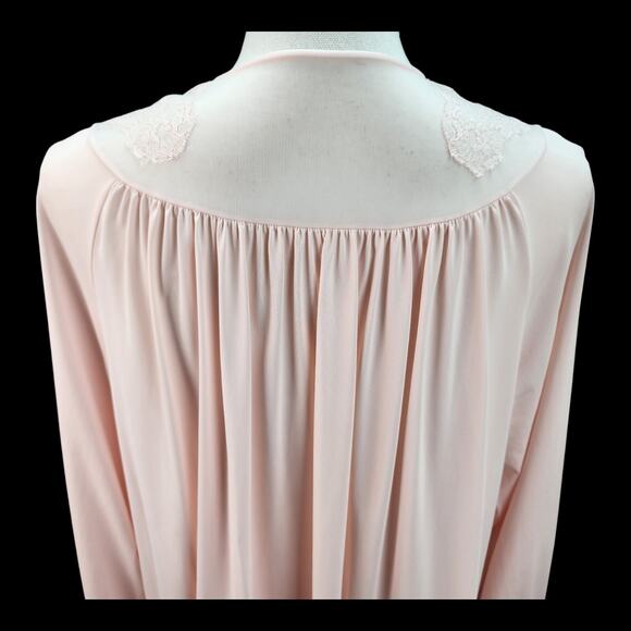 VTG Shadowline Housecoat Women’s Medium Pink Embroidered Full Length Day Robe - Picture 7 of 15
